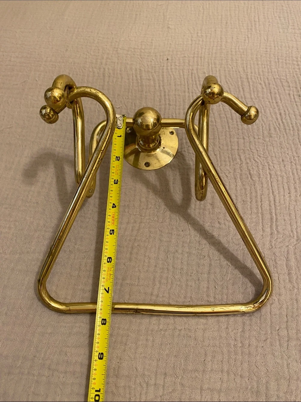 Vintyge Gold Triangle Towel Ring - Polished Brass Finish